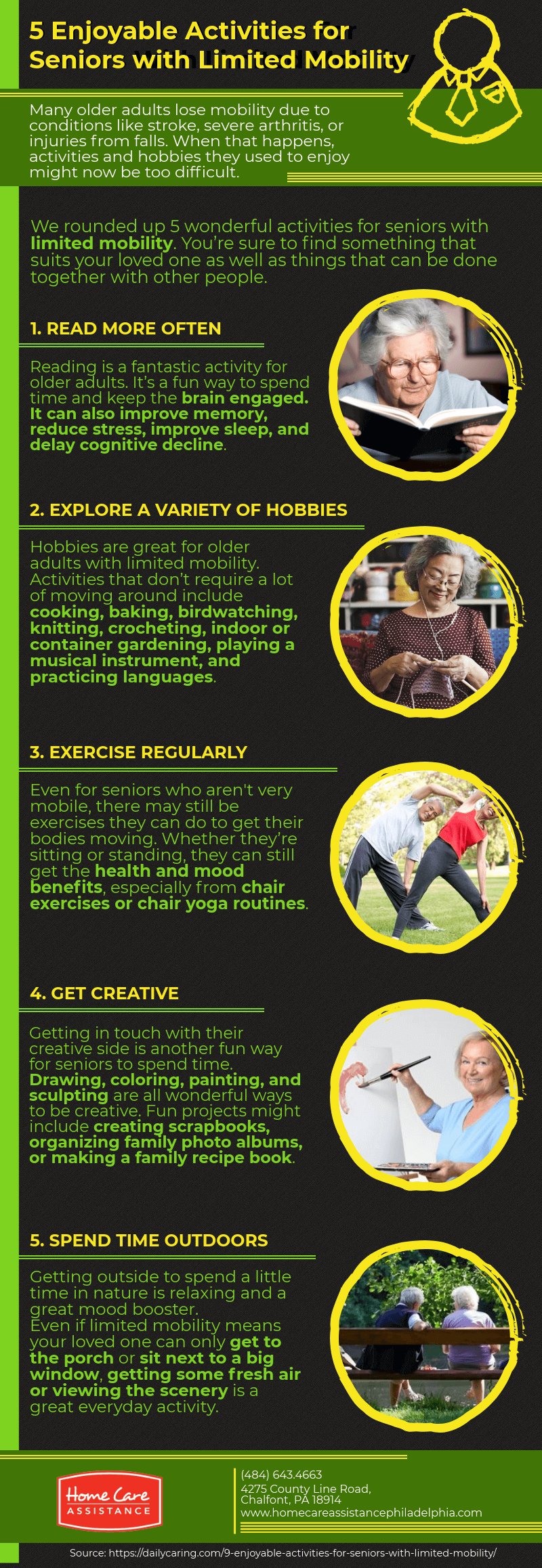 5 Activities For Seniors With Mobility Limitations Infographic 